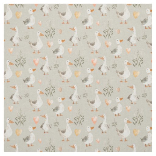 Cute Watercolor Geese Pattern Fabric
