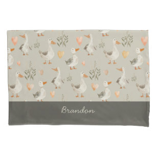 Cute Watercolor Geese Pattern Pillow Case