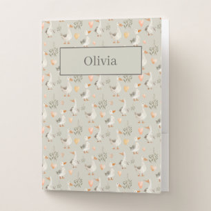 Cute Watercolor Geese Pocket Folder