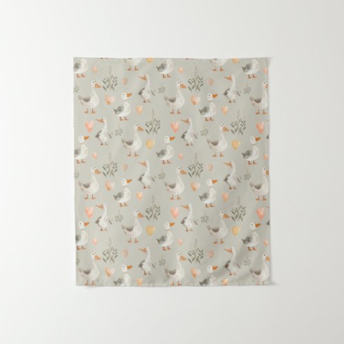 Cute Watercolor Geese Tapestry  Backdrop