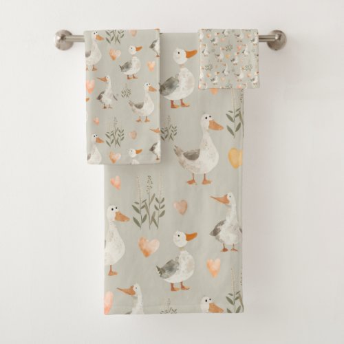 Cute Watercolor Geese _ Towel Set