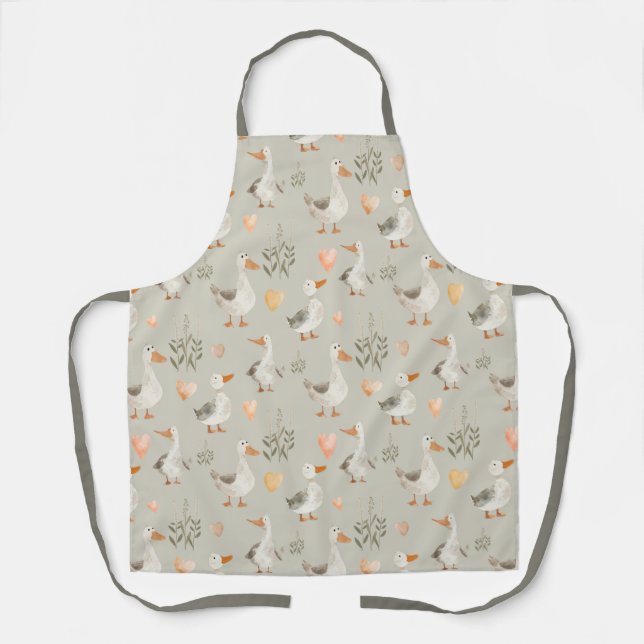 Cute Watercolor Geese - Whimsy Apron (Front)