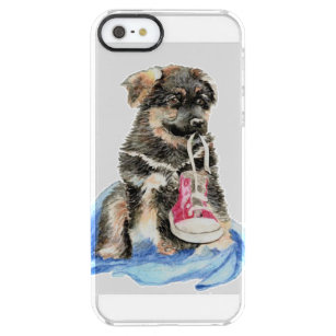 Cute Watercolor German Shepherd Puppy Dog pet Clear iPhone SE/5/5s Case