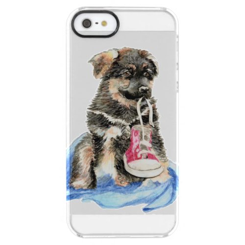 Cute Watercolor German Shepherd Puppy Dog pet Clear iPhone SE55s Case