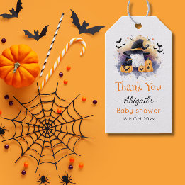 Cute Watercolor Ghost Gothic Baby Shower Gift Tags