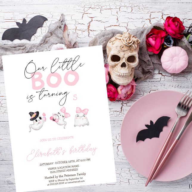 Cute Watercolor Ghost Halloween Birthday   Invitation (Creator Uploaded)