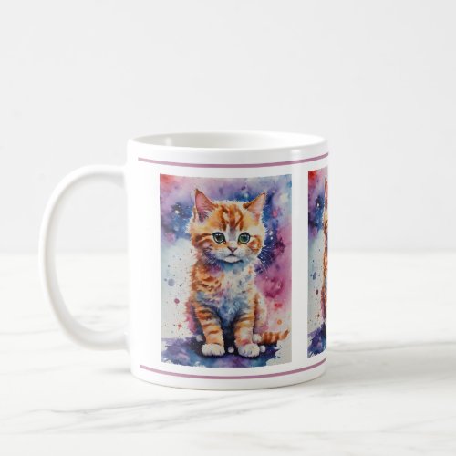 Cute Watercolor Ginger Kitten  Coffee Mug