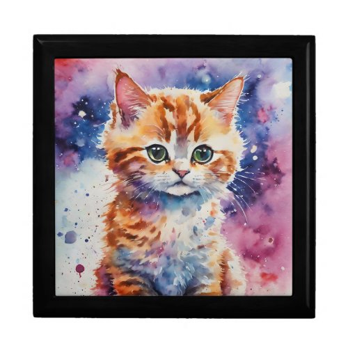 Cute Watercolor Ginger Kitten  Gift Box
