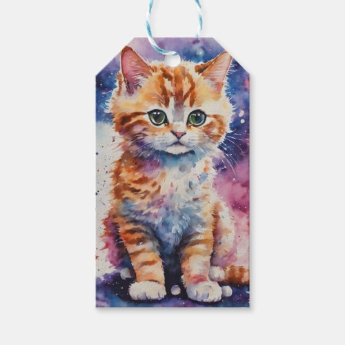 Cute Watercolor Ginger Kitten  Gift Tags