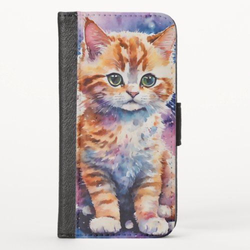 Cute Watercolor Ginger Kitten  iPhone X Wallet Case