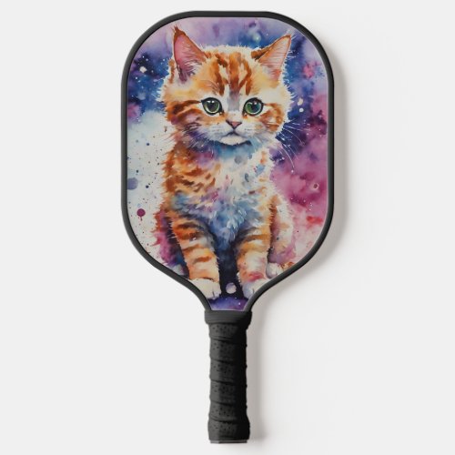 Cute Watercolor Ginger Kitten  Pickleball Paddle