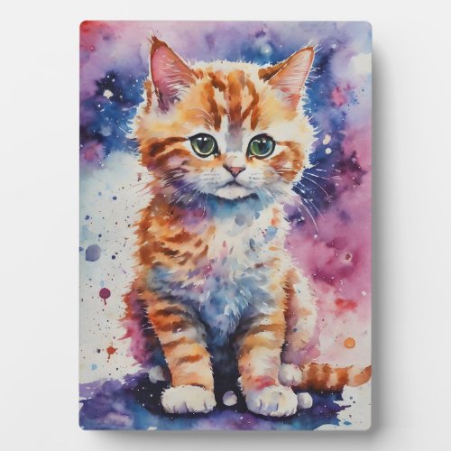 Cute Watercolor Ginger Kitten  Plaque