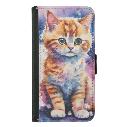 Cute Watercolor Ginger Kitten  Samsung Galaxy S5 Wallet Case