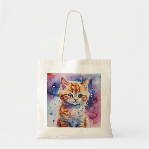 Cute Watercolor Ginger Kitten  Tote Bag