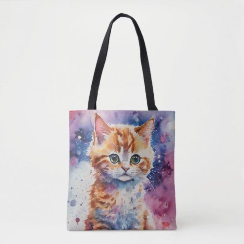 Cute Watercolor Ginger Kitten  Tote Bag