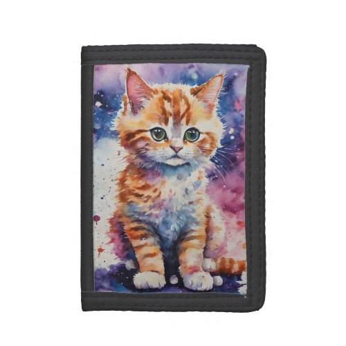 Cute Watercolor Ginger Kitten  Trifold Wallet