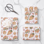Cute Watercolor Gingerbread House White Christmas Wrapping Paper Sheets<br><div class="desc">Add a cute and festive accent to your gifts with this unique Christmas pattern wrapping paper sheets.  It features a watercolor pattern of gingerbread houses with red and green candy canes and sugar cookies accents. This gingerbread house wrapping paper is available in other sizes and products.</div>