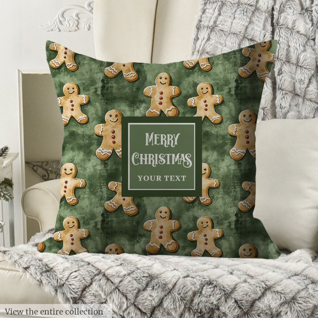 Cute watercolor gingerbread man Christmas pillow (Cute watercolor gingerbread man Christmas pillow)