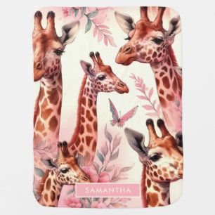 Cute Watercolor Giraffe Baby Blanket