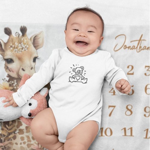 Cute Watercolor Giraffe Baby Milestone Fleece Blanket
