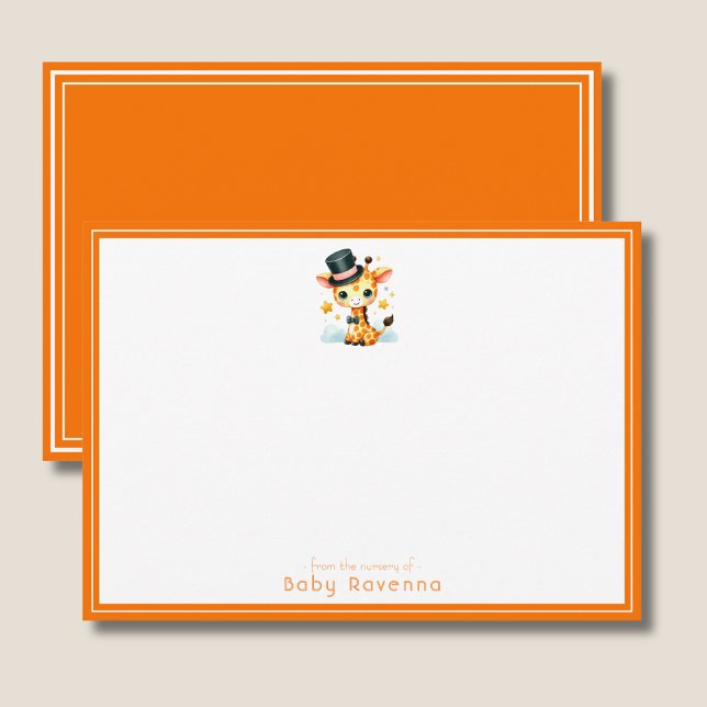 Cute Watercolor Giraffe Baby Shower Note Card (Creator Uploaded)