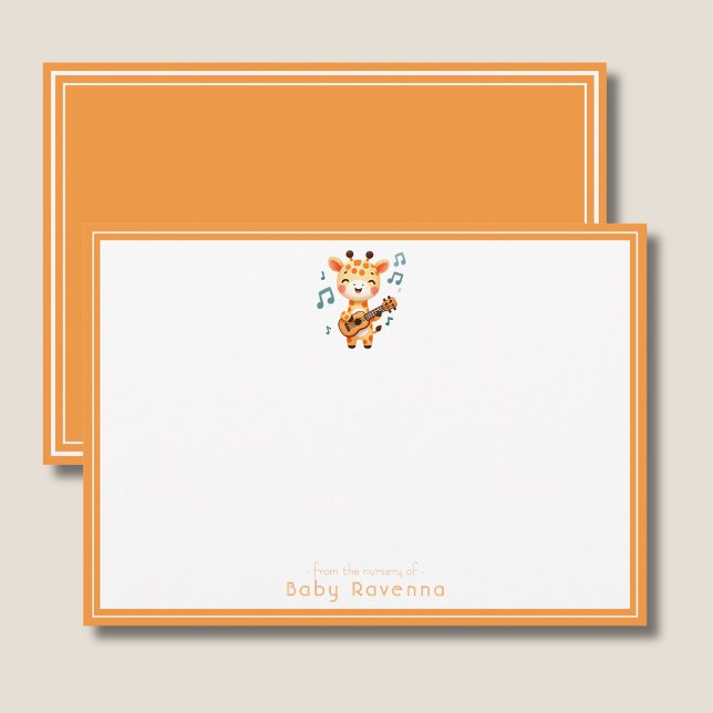 Cute Watercolor Giraffe Baby Shower Note Card (Creator Uploaded)