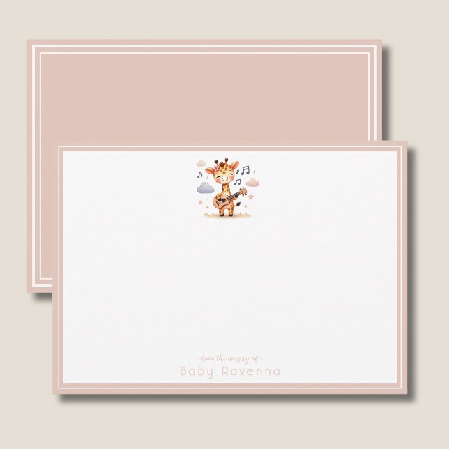 Cute Watercolor Giraffe Baby Shower Note Card (Creator Uploaded)