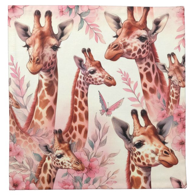 Cute Watercolor Giraffe  Cloth Napkin (Front)