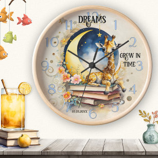 Cute Watercolor Giraffe Dream Clock
