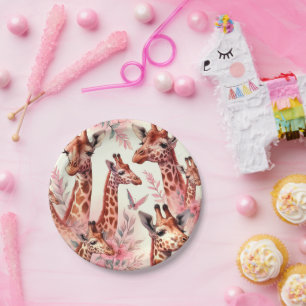 Cute Watercolor Giraffe Paper Plates