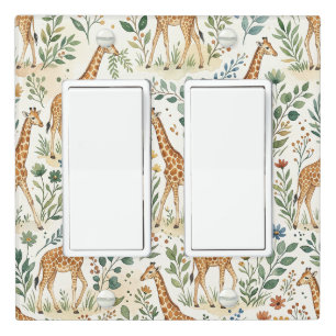 Cute Watercolor Giraffe Pattern Light Switch Cover