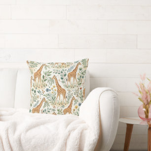 Cute Watercolor Giraffe Pattern Throw Pillow