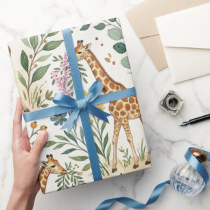 Cute Watercolor Giraffe Pattern Wrapping Paper