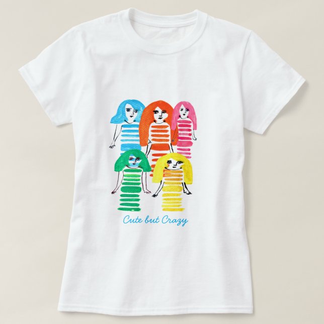Cute watercolor girls funky modern art T-Shirt (Design Front)