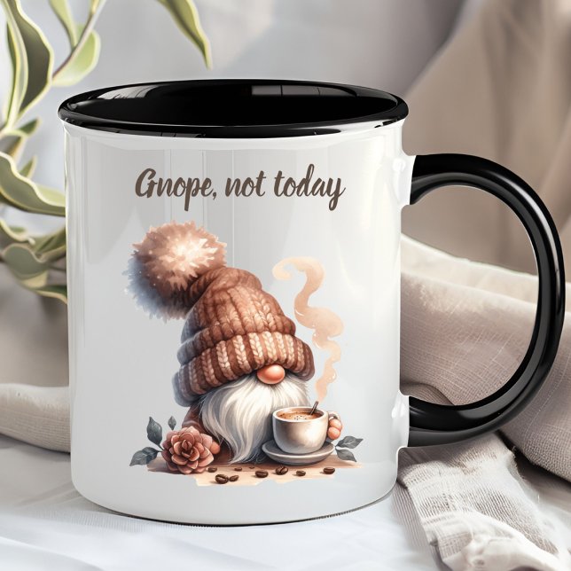 Cute Watercolor Gnome Coffee Mug (Gnope, not today gnome coffee mug)