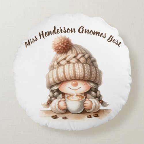 Cute Watercolor Gnome Throw Pillow