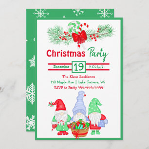 Cute Watercolor Gnomes Festive Christmas Party Invitation