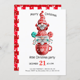 Cute Watercolor Gnomes Little Christmas Party Inv Invitation