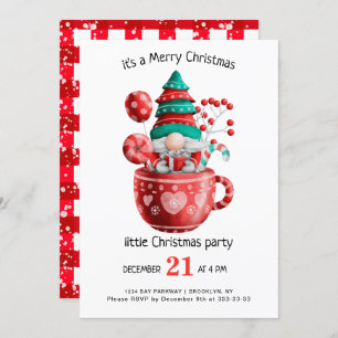 Cute Watercolor Gnomes Little Christmas Party Inv Invitation
