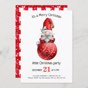 Cute Watercolor Gnomes Little Christmas Party Inv Invitation