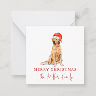 Cute Watercolor Golden Retriever Christmas Note Card