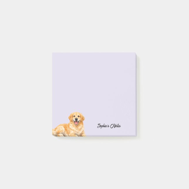 Cute Watercolor Golden Retriever Trendy Custom Post-it Notes (Front)