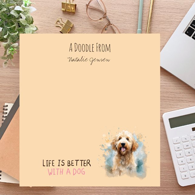 Cute Watercolor Goldendoodle Dog Notepad (Creator Uploaded)