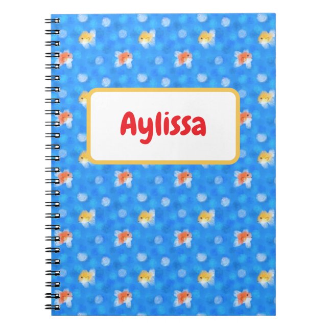 Cute Watercolor Goldfish Pattern Notebook (Front)