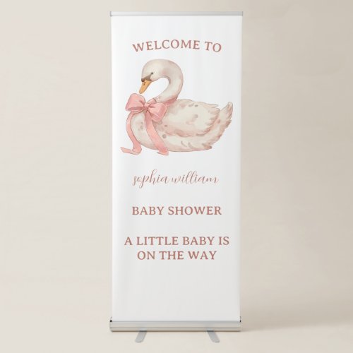 Cute Watercolor Goose Baby Shower Invite Retractable Banner