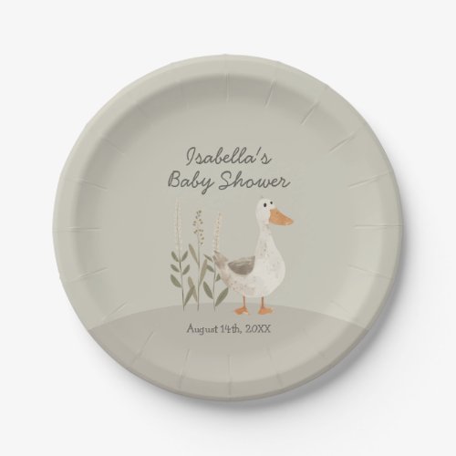 Cute Watercolor Goose Baby Shower Plates