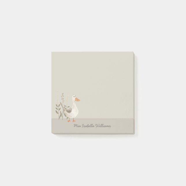 Cute Watercolor Goose Customizable  Post-it Notes (Front)