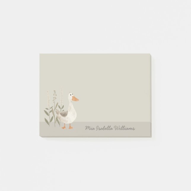 Cute Watercolor Goose Customizable  Post-it Notes (Front)