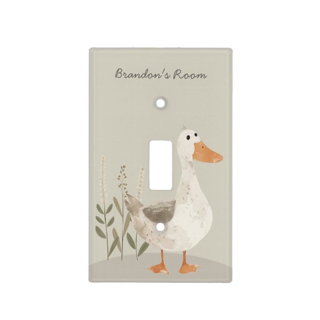 Cute Watercolor Goose Kids Light Switch Cover (Front)