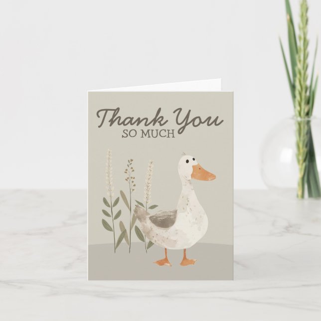 Cute Watercolor Goose Thank You Note Card (Front)